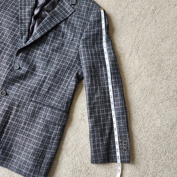 Linen Silk Wool Blend Grey Charcoal lightweight Blazer Suite Jacket Sports Coat - Picture 8 of 16
